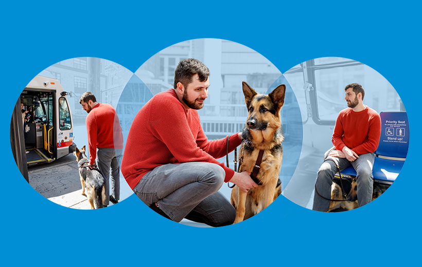 Ben Chargott with guide dog
