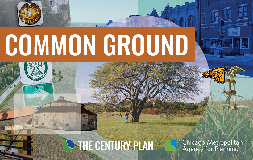 Collage of photos of nature with text "Common ground"