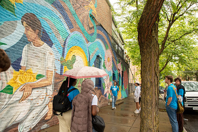Photo of FLIP students walking through Pilsen.