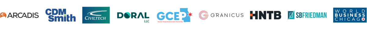Century Sponsor logos: Arcadis, CDM Smith, Civiltech, Doral LLC, GCEP, Granicus, HNTB, SB Friedman, World Business Chicago