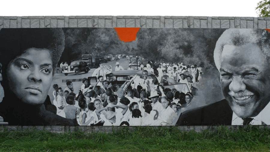 Mural of Ida B. Wells and Harold Washington