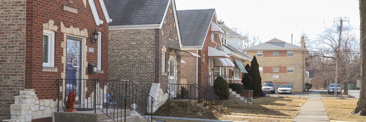 Houses and condo building