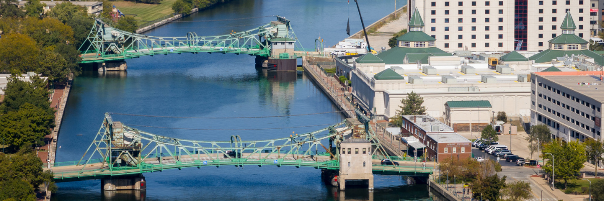 Two road bridges over water